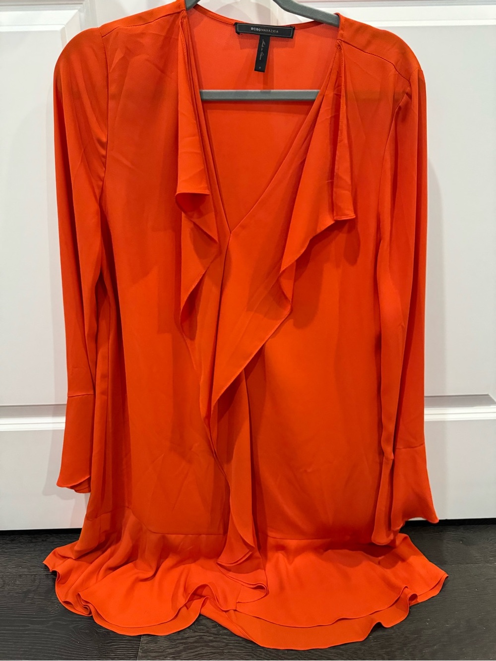 BCBGMaxAzria Vibrant Orange V-Neck Dress